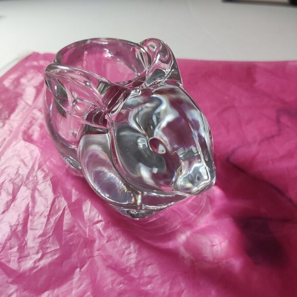 Glass Rabbit Candleholder by Indiana Glass, 5" long, 2.5"w x 2.5 h. Substantial - Picture 7 of 7